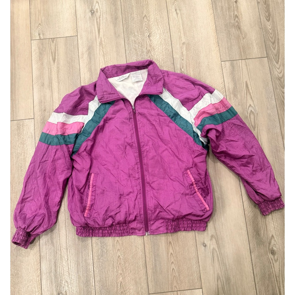 Vintage Blair Boutique Purple Colorblock Windbreaker Jacket 80s 90s Retro Medium